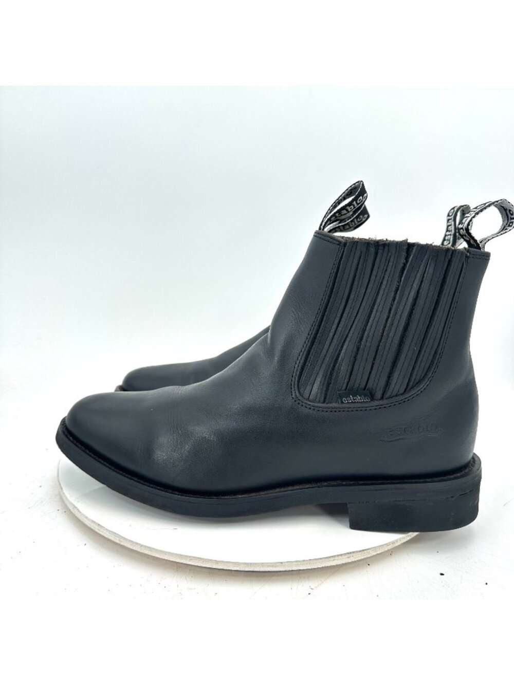Establo Men Size 11 Black Leather Pull On Work Ankle Chelsea Boot